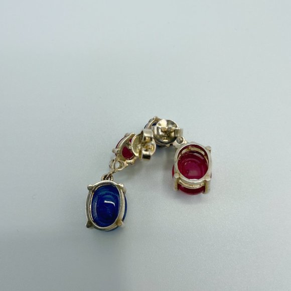 Sapphire and Ruby Sterling Silver Jewelry Set Necklace, Earrings, Ring - Picture 7 of 7